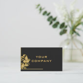 黒と金ゴールド名刺ゴールデンフラワーフレーム 名刺 (スタンド正面)