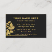 黒と金ゴールド名刺ゴールデンフラワーフレーム 名刺 (裏面)