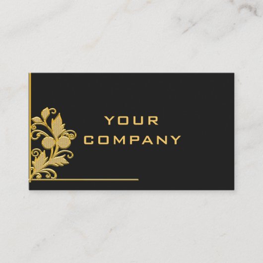 黒と金ゴールド名刺ゴールデンフラワーフレーム 名刺 (正面)
