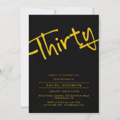 黒と金ゴールド大人30歳の誕生日パーティー 招待状 (正面)