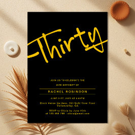 黒と金ゴールド大人30歳の誕生日パーティー 招待状