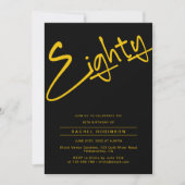 黒と金ゴールド大人80歳の誕生日パーティー 招待状 (正面)