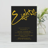 黒と金ゴールド大人80歳の誕生日パーティー 招待状 (スタンド正面)