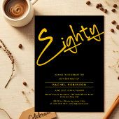 黒と金ゴールド大人80歳の誕生日パーティー 招待状