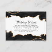 黒と金ゴールド大理石アゲート結婚ト詳細 エンクロージャーカード (正面)