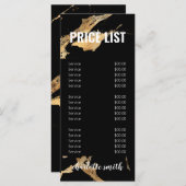 黒と金ゴールド大理石ヘアサロン価格一覧メニュー メニュー (正面/裏面)