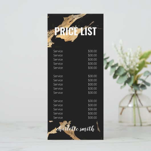 黒と金ゴールド大理石ヘアサロン価格一覧メニュー メニュー (スタンド正面)