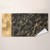 黒と金ゴールド大理石モノグラムタオル バスタオル (バスタオル)