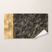 黒と金ゴールド大理石モノグラムハンドタオル ハンドタオル (ハンドタオル)