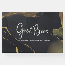黒と金ゴールド大理石 ゲストブック