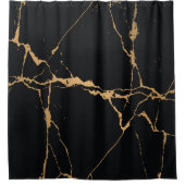 黒と金ゴールド大理石 シャワーカーテン (正面)