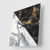 黒と金ゴールド大理石 スクエア壁時計 (傾斜)