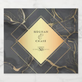 黒と金ゴールド大理石 スパークリングワインラベル (シングルラベル)