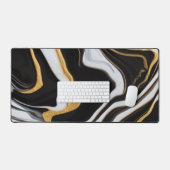 黒と金ゴールド大理石 デスクマット (キーボード&マウス)