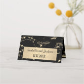 黒と金ゴールド大理石 プレイスカード (裏面)