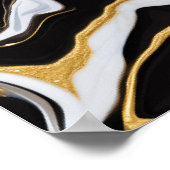 黒と金ゴールド大理石 ポスター (角)