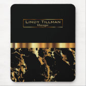 黒と金ゴールド大理石 マウスパッド (正面)