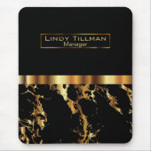 黒と金ゴールド大理石 マウスパッド (正面)