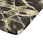 黒と金ゴールド大理石、名前オン金ゴールドバンド カッティングボード (角)