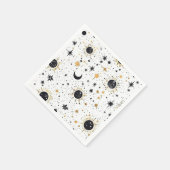 黒と金ゴールド天日月星 スタンダードカクテルナプキン (角)