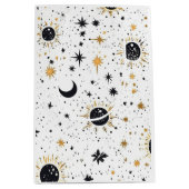 黒と金ゴールド天日月星 ミディアムペーパーバッグ (正面)