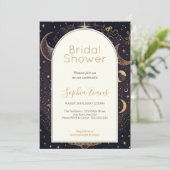 黒と金ゴールド天月スターズブライダルシャワー 招待状 (スタンド正面)