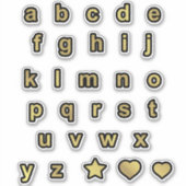 黒と金ゴールド小文字文字アルファベット シール (正面)