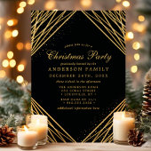 黒と金ゴールド幾何学的抽象芸術クリスマスパーティー 招待状