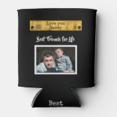 黒と金ゴールド愛あなたパパ最高の友達の写真 缶クーラー (正面)
