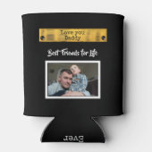 黒と金ゴールド愛あなたパパ最高の友達の写真 缶クーラー (裏面)