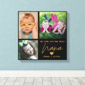 黒と金ゴールド愛Nana 3フォトコラージュ キャンバスプリント (インサイチュ (ウッドフロア))