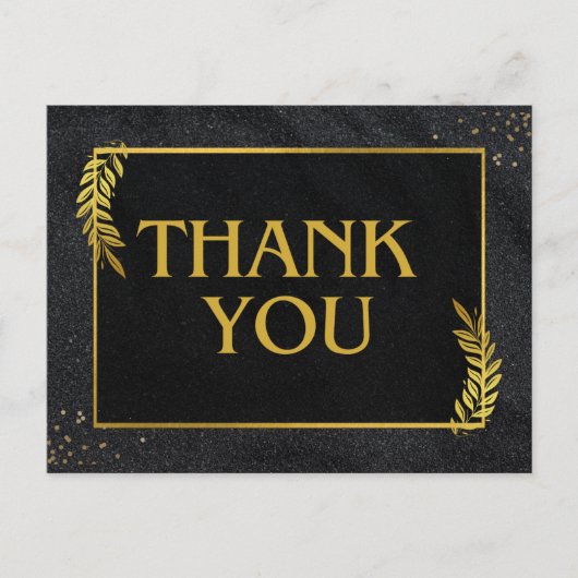 黒と金ゴールド感謝していのはがき ポストカード (正面)