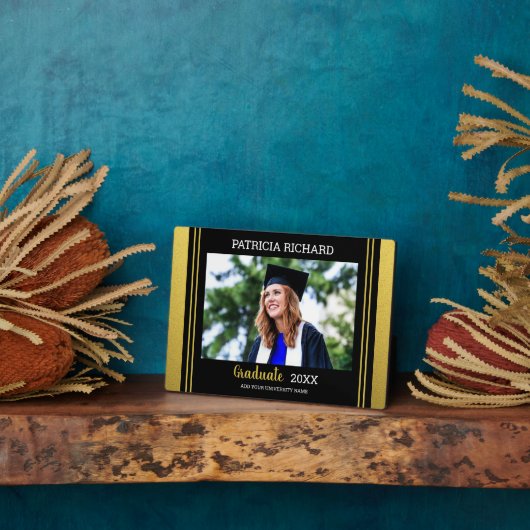 黒と金ゴールド撮影卒業記念 フォトプラーク (側面)