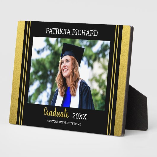 黒と金ゴールド撮影卒業記念 フォトプラーク (側面)