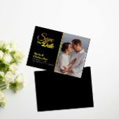 黒と金ゴールド日付の保存招待状 箔招待状