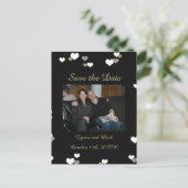 黒と金ゴールド日付の保存 案内ポストカード (スタンド正面)