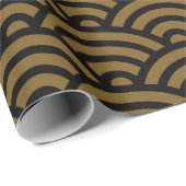 黒と金ゴールド日本の青海羽の柄 ラッピングペーパー (ロールコーナー)