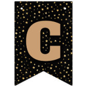 黒と金ゴールド星の卒業バンティングバナー バンティングフラッグ (第1の旗)