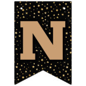 黒と金ゴールド星の卒業バンティングバナー バンティングフラッグ (第3の旗)