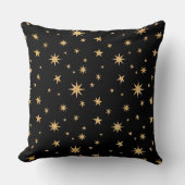 黒と金ゴールド星アクセント枕 クッション (正面)