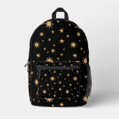黒と金ゴールド星バックパック – 星模様 プリントバックパック (正面)