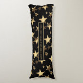 黒と金ゴールド星パターンフェスティバルクリスマス ボディピロー (正面縦)