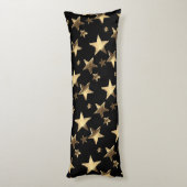黒と金ゴールド星パターンフェスティバルクリスマス ボディピロー (裏面 (縦))