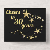 黒と金ゴールド星応援30年誕生日 オールインワン招待状 (裏面)