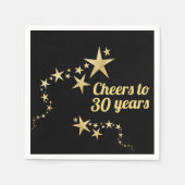 黒と金ゴールド星応援30年誕生日 スタンダードカクテルナプキン (正面)