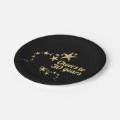 黒と金ゴールド星応援30年誕生日 ペーパープレート (アングル)