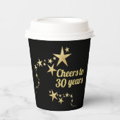 黒と金ゴールド星応援30年誕生日 紙コップ (正面)