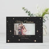 黒と金ゴールド星空の夜の写真クリスマス シーズンカード (スタンド正面)