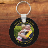 黒と金ゴールド最高ののGrandpa Ever Photo キーホルダー (正面)