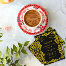 黒と金ゴールド植物学フローラ30th Birthday